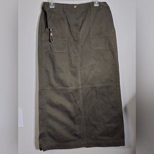 Lauren Ralph Lauren Olive Utility Maxi Skirt with Belt Detail